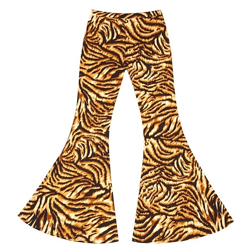 Retro Vintage Boho 1970er Schlaghosen Schlag-Leggings Disco Hohe Taille Tiermotiv Leopard Tiger Kostüm Damen Halloween Karneval Urlaub Musikfestival Festival Erwachsene Hose Image