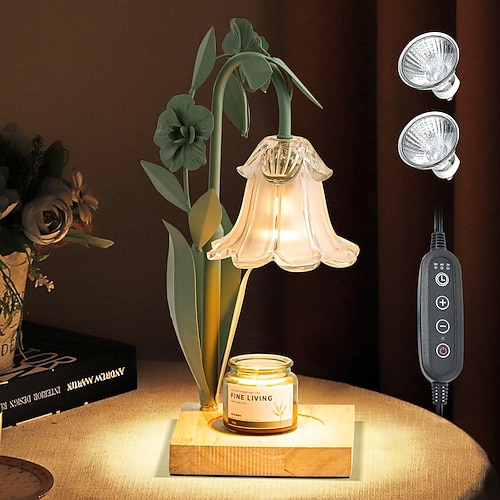 Blumenkerzenwärmer mit Timer, dimmbarer Kerzenwärmer, höhenverstellbarer Kerzenwärmer, geeignet für alle Kerzen im Glas, Schlafzimmer, Wohnzimmer, Heimdekoration, ästhetisches Weihnachts- und Image