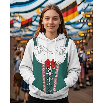 Oktoberfestbier Kapuzensweatshirt Druck Fronttasche Grafik Für Damen Erwachsene Karneval Oktoberfestbier 3D-Druck Urlaub Party Image