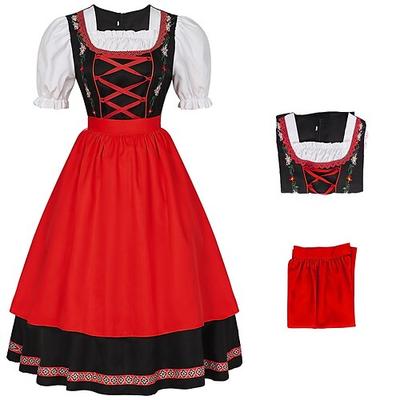 Karneval Oktoberfestbier Kostüm Kleid Dienstmädchen Bayerisch Wiesn Damen Party Bier Festival Stoff im traditionellen Stil Image
