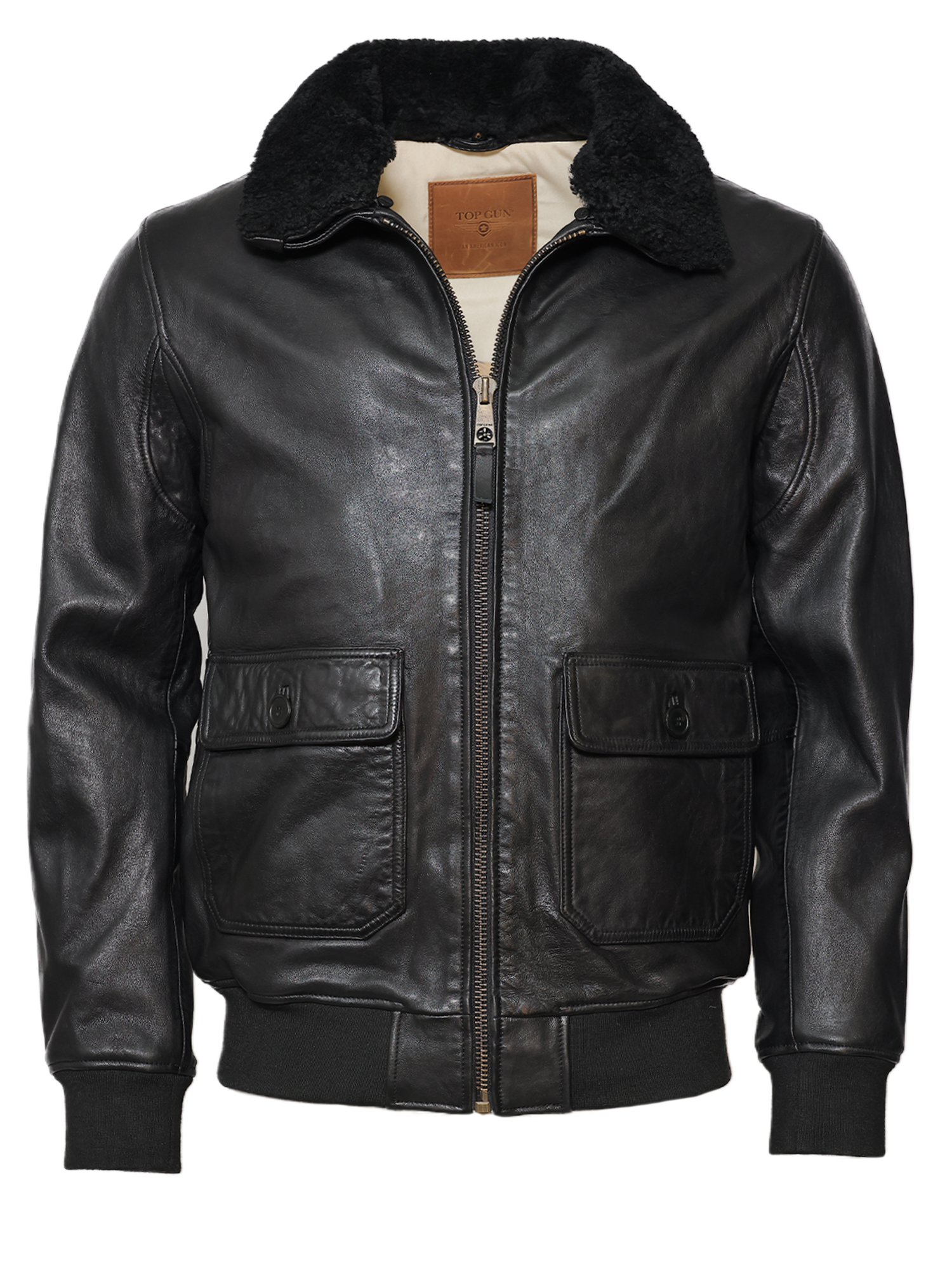Top Gun Lederjacke TG2023002 mit Lammfellkragen Image