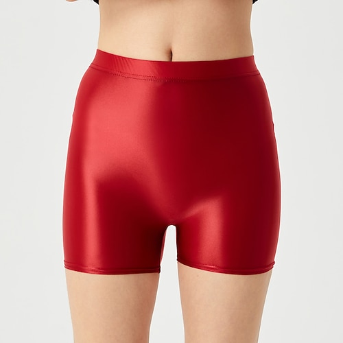 glänzend blaue Spandex-Booty-Shorts für Frauen – Festivalkleidung mit hoher Taille für Fitnessstudio, Pride-Parade, Rave, Karneval Image