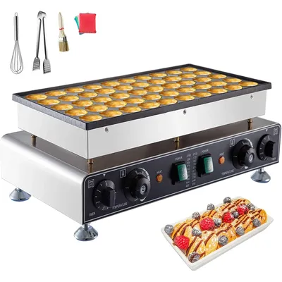 110V Mini Dutch Pancake Baker, 50PCS 1700W Commercial Electric Nonstick Waffle Maker Machine, 1.8