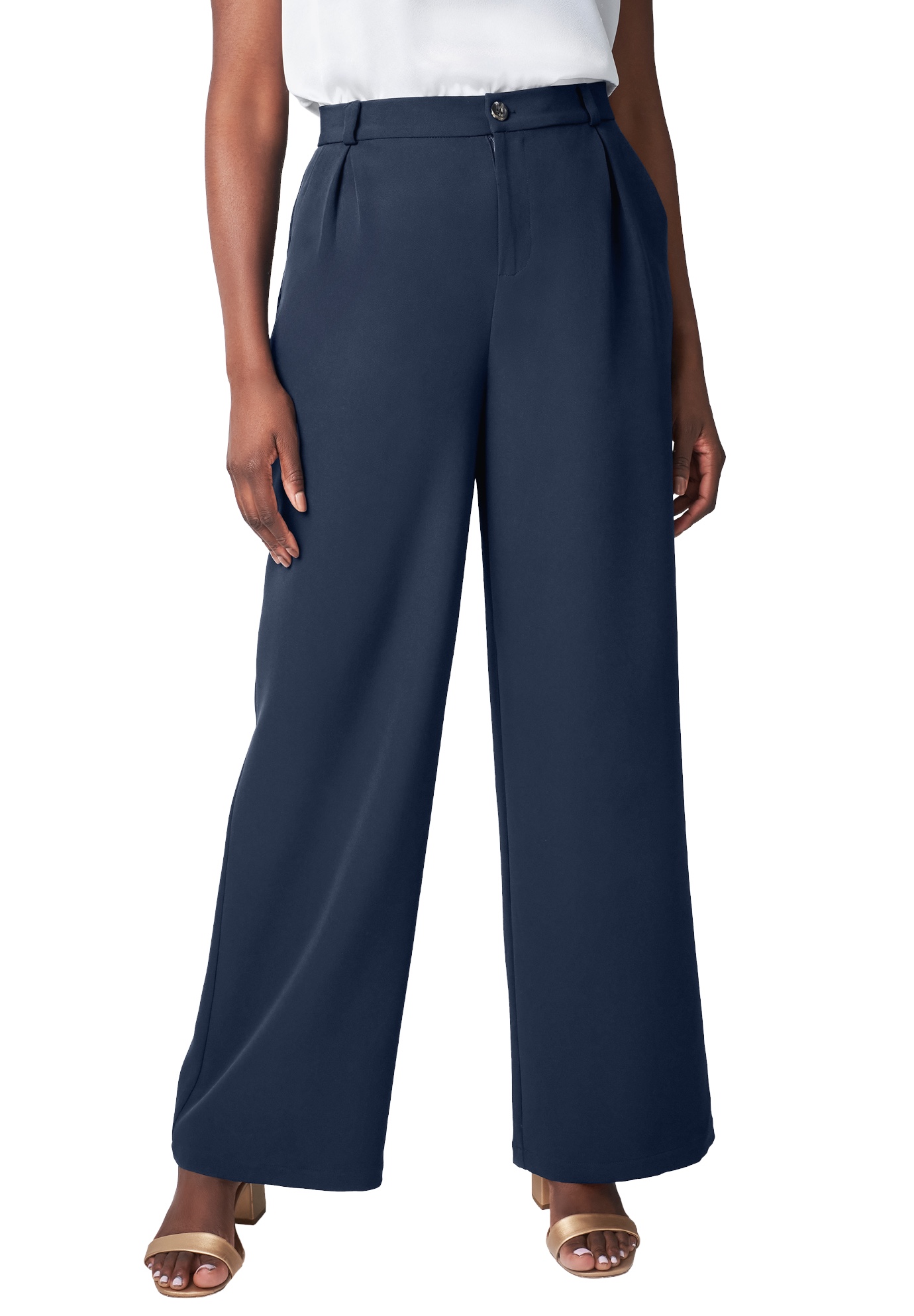 Plus Size Women's Bi-Stretch Wide Leg Pant by Jessica London in Navy (Size 26 W)