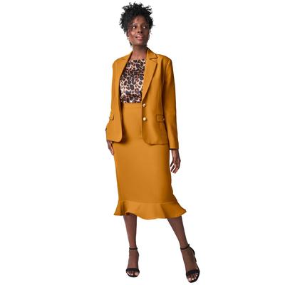 Plus Size Women's Peplum Skirt Suit by Jessica London in Rich Gold (Size 32)