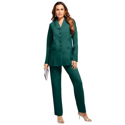 Plus Size Women's Ten Button Pant Suit by Roaman's in Emerald Green (Size 28 W)