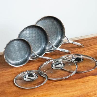 LIVWELL DiamondClad™ 6pc Hybrid Nonstick Stainless Steel Frying Pan Set, Dishwasher Safe, PFOA-free by Brylane Home in Silver