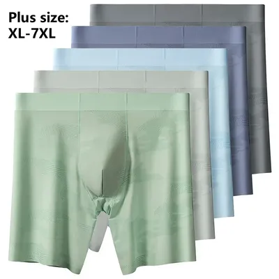 Männer Unterwäsche Große Größe 6XL 7XL Nahtlose Boxer Plus Muster Gedruckt Eis Seide Sport Shorts 120KG Männliche Unterhose Höschen Image