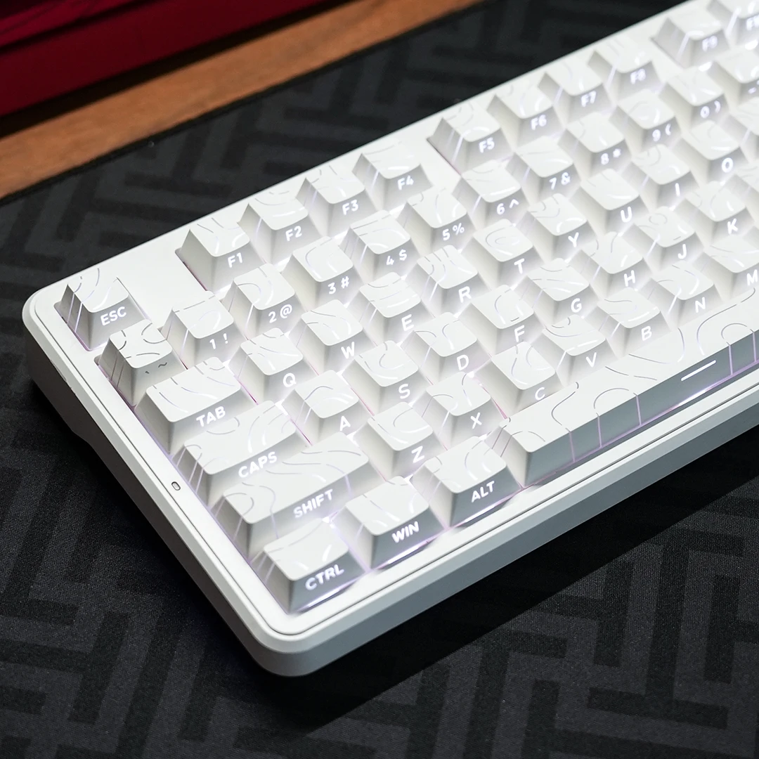 Topografische weiße schwarze Tastenkappen PBT Double Shot Cherry Profile Tastenkappe für ISO ANSI mechanische Tastatur Farbverlauf Matcha mit Hintergrundbeleuchtung Image