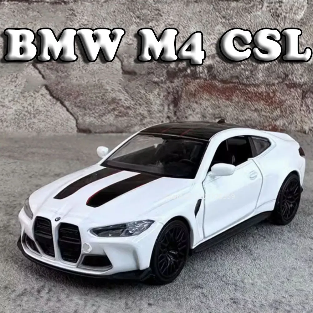 1:36 Modellauto BMW M4 CSL M3 1987, Miniaturautos, Legierung, Druckguss-Türen, geöffnet, zurückziehbare Gummireifen, Ornament, Spielzeug für Kinder, Geschenke Image