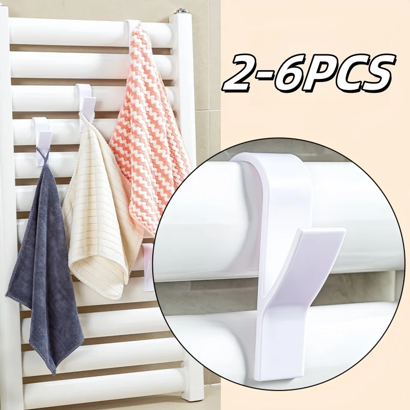 2–6 Stück Kleiderbügel für beheiztes Handtuch, Mehrzweck-Heizkörperhaken, Mantel-Kleiderbügel, Schal-Rack, universeller Badezimmer-Türhaken