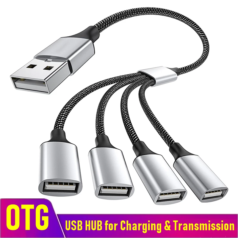 Typ C USB 4 Port HUB OTG Adapter Datenübertragung Telefon Ladegerät Extender 3 In 1 USB HUB Splitter Kabel für PC Laptop Notebook Mac Image