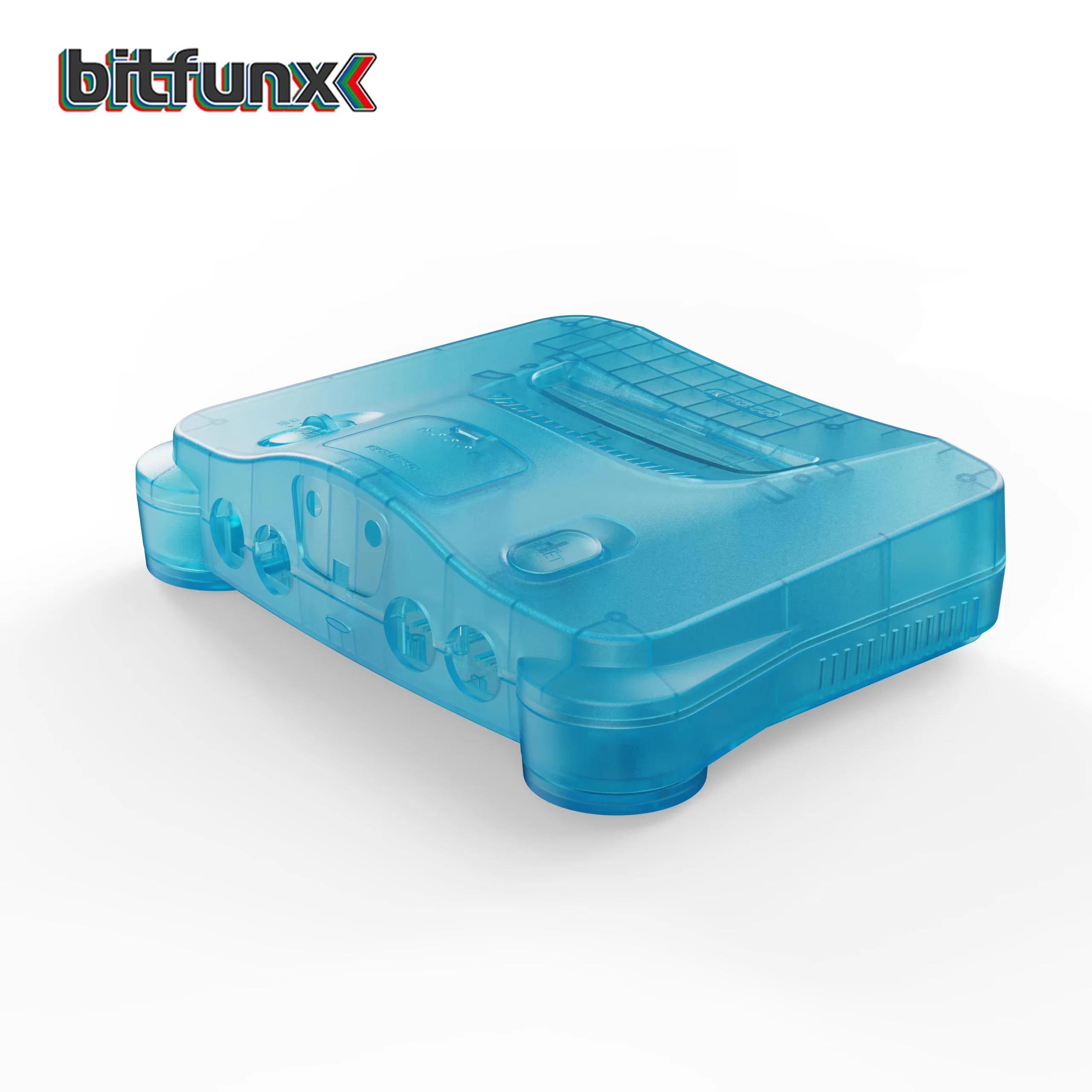 Bitfunx Ice Blue N64 Ersatzschale, transparente Hülle, Schutzgehäuse für Nintendo 64-Spielekonsole, alle Versionen Image