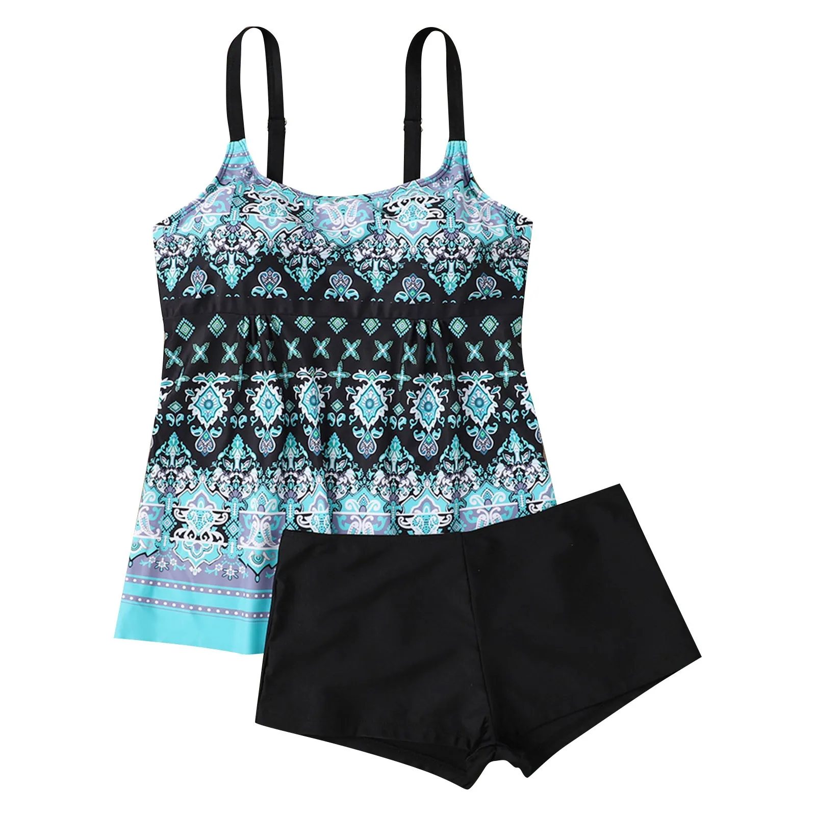 Damen sexy Slim Fit bedruckte Sling Split Bikini plus Größe Badeanzug (zweiteilig) Strape Tankini Set bedruckten Strand Badeanzug Image