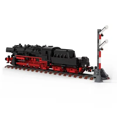 MOC Zug Deutsche 52,80 Dampflokomotive Sowjetische Eisenbahnschiene High-Tech-Bausteine Spielzeug Image