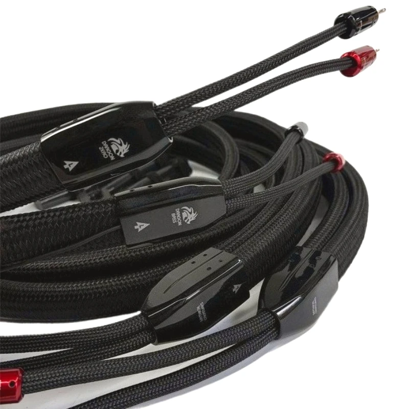 Paar Dragon Biwire Lautsprecherkabel Zero & Bass PPS Silber 2 zu 4 HiFi Audio Verstärker Lautsprecherkabel mit Bananenstecker / Mehrfach-Flachstecker Image