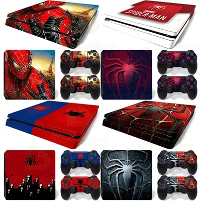 Miniso SpiderMan Skin Aufkleber Schutzfolie für PlayStation 4 Slim PS4 PS4 Slim Konsole Controller Image