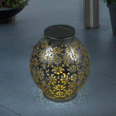 Solar Kugel antik Solarkugel Metall für Garten Kugelsolarleuchten für Außen, mit orientalischem Image