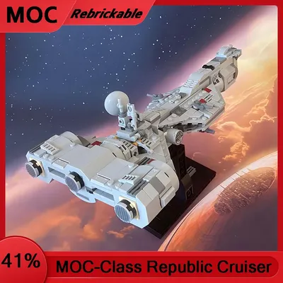 MOC Consular-Class Republic Cruiser Starship Bausteine DIY Kit, Millennium Modified Falcon Ver, Image