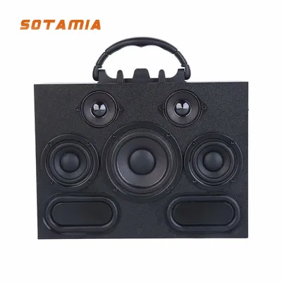 SOTAMIA 1PCS Seven Unit Portable Bluetooth Speaker Combination Audio Charging Portable Wooden Shell Subwoofer Stereo Card