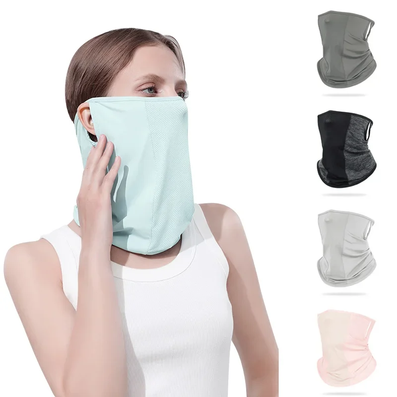 Eisseide-Sonnenschutzmaske, hängende Ohren, Schal, Outdoor-Sport, Radfahren, Sommer, UV-Schutz, Masken, atmungsaktiv, schnell trocknend, dünner Schal Image