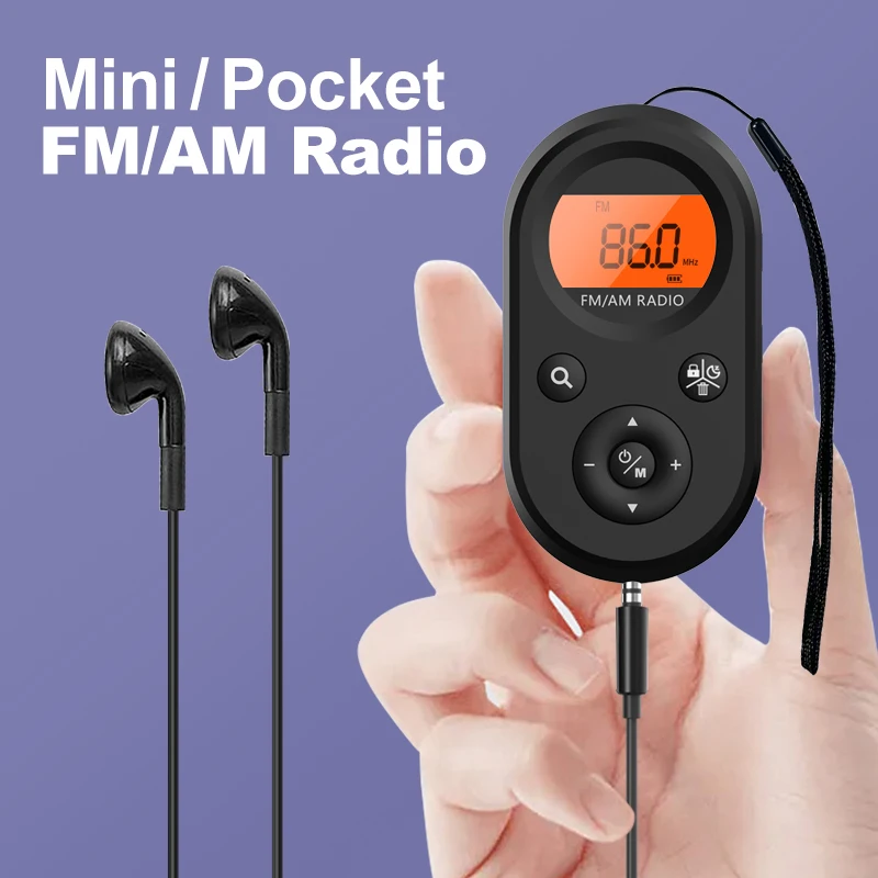 Tragbares Taschenradio AM/FM, wiederaufladbarer Akku mit bestem Empfang, mit Stereo-Kopfhörern, geeignet für Outdoor-Sportarten Image