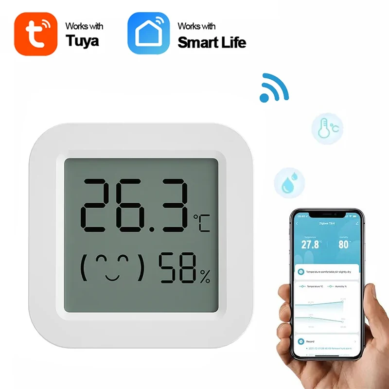 Tuya Smart Bluetooth Temperatur Feuchtigkeit Sensor LCD Display Thermometer Hygrometer APP Remote Google Home Alexa Sprachsteuerung Image