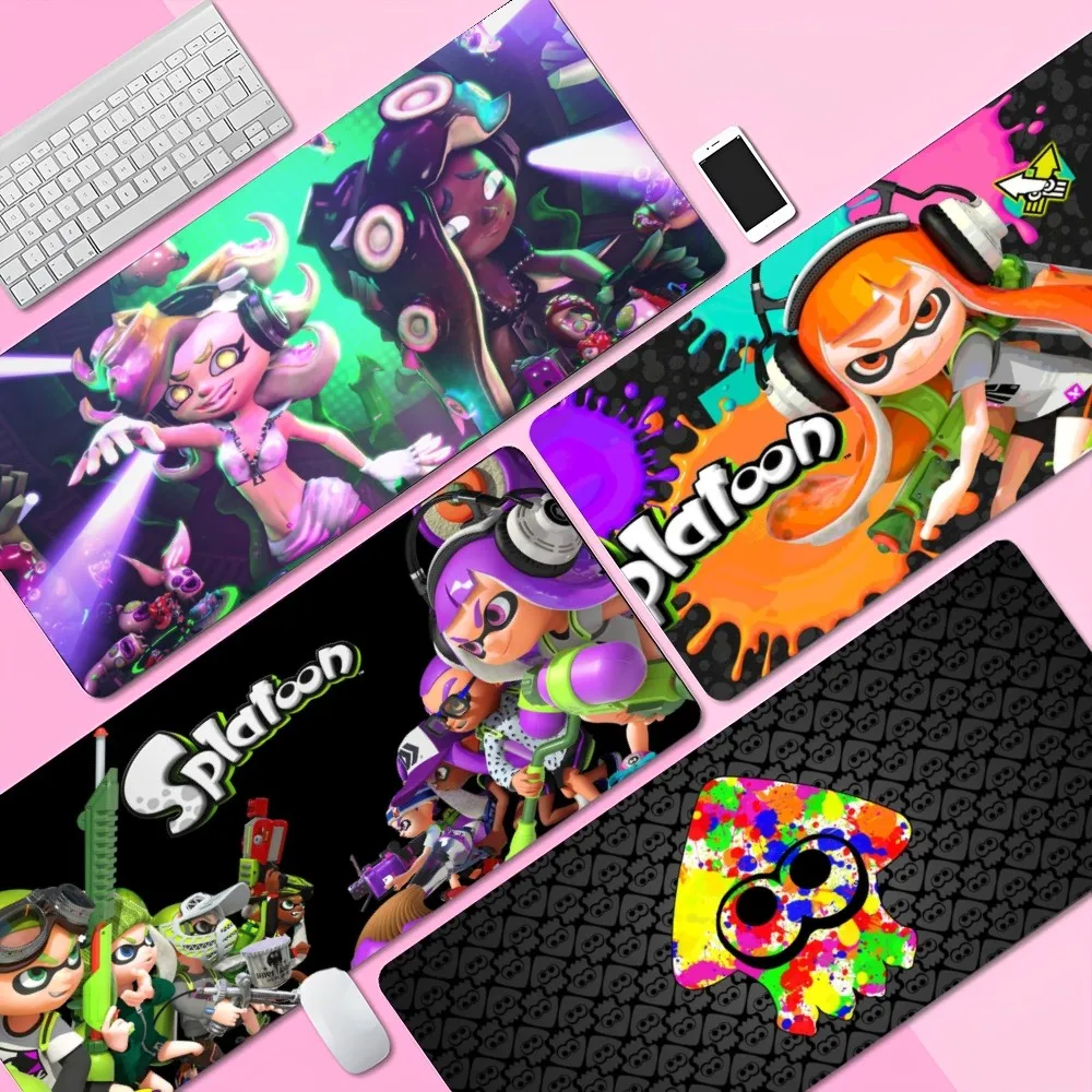 S-Splatoons 2 Mädchen-Pad, Tastaturmatte, Gummi, Gaming-Mauspad, Schreibtischunterlage, Größe für große Kantenverriegelung, Spiel-Tastatur-Pad Image