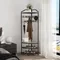 Shoe Bench Entryway Coat Rack with 10 Metal Movable Hooks Rustic Farmhouse Floorstanding Clothes