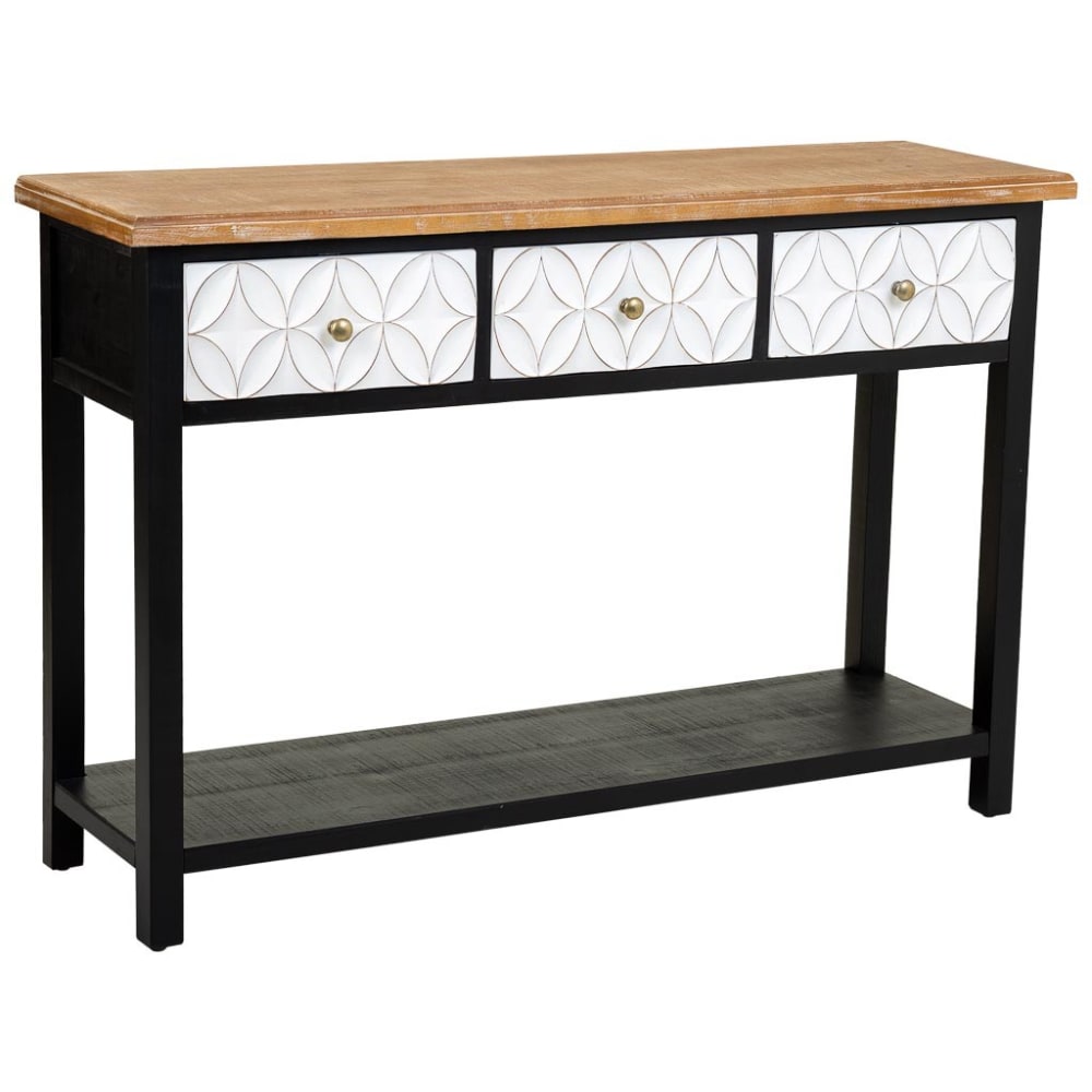 Console en bois avec 3 tiroirs 120x40x81