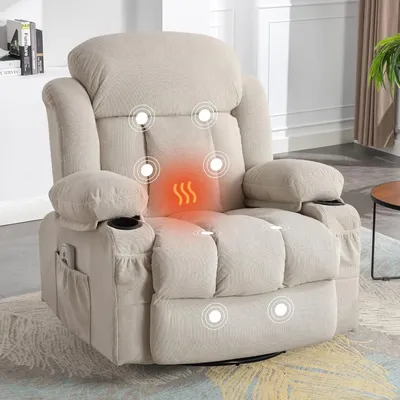 Breathable Fabric Ergonomic Single Sofa Chair for Living Room with Cup Holders, Side Pockets and USB