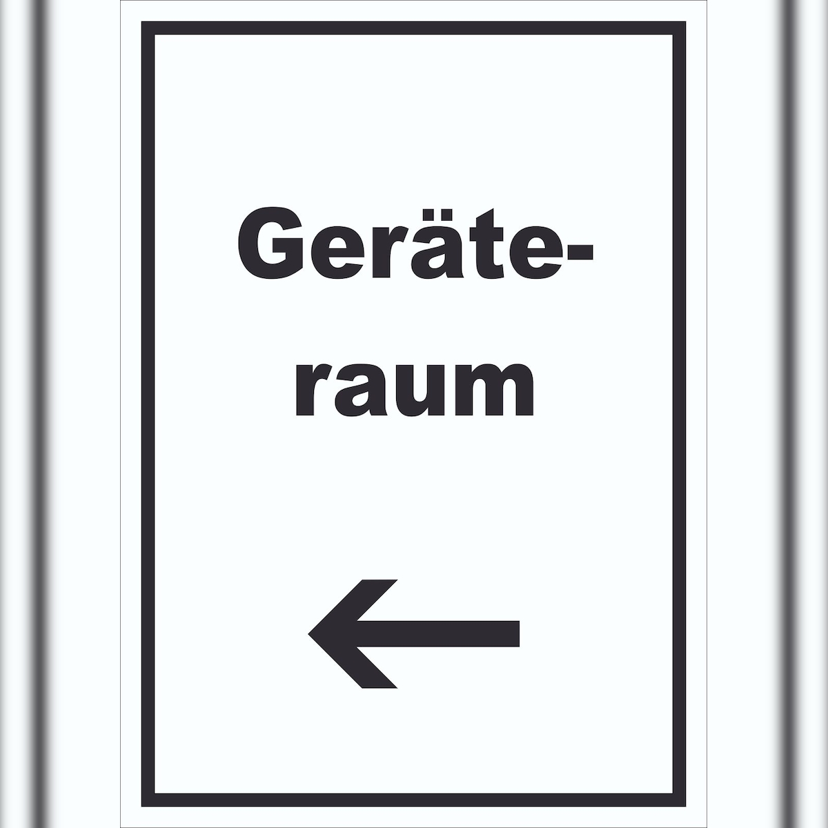 HB-Druck Geräteraum Schild mit Text und Richtungspfeil links Schuppen hochkant A5 Rückseite selbstklebend Image
