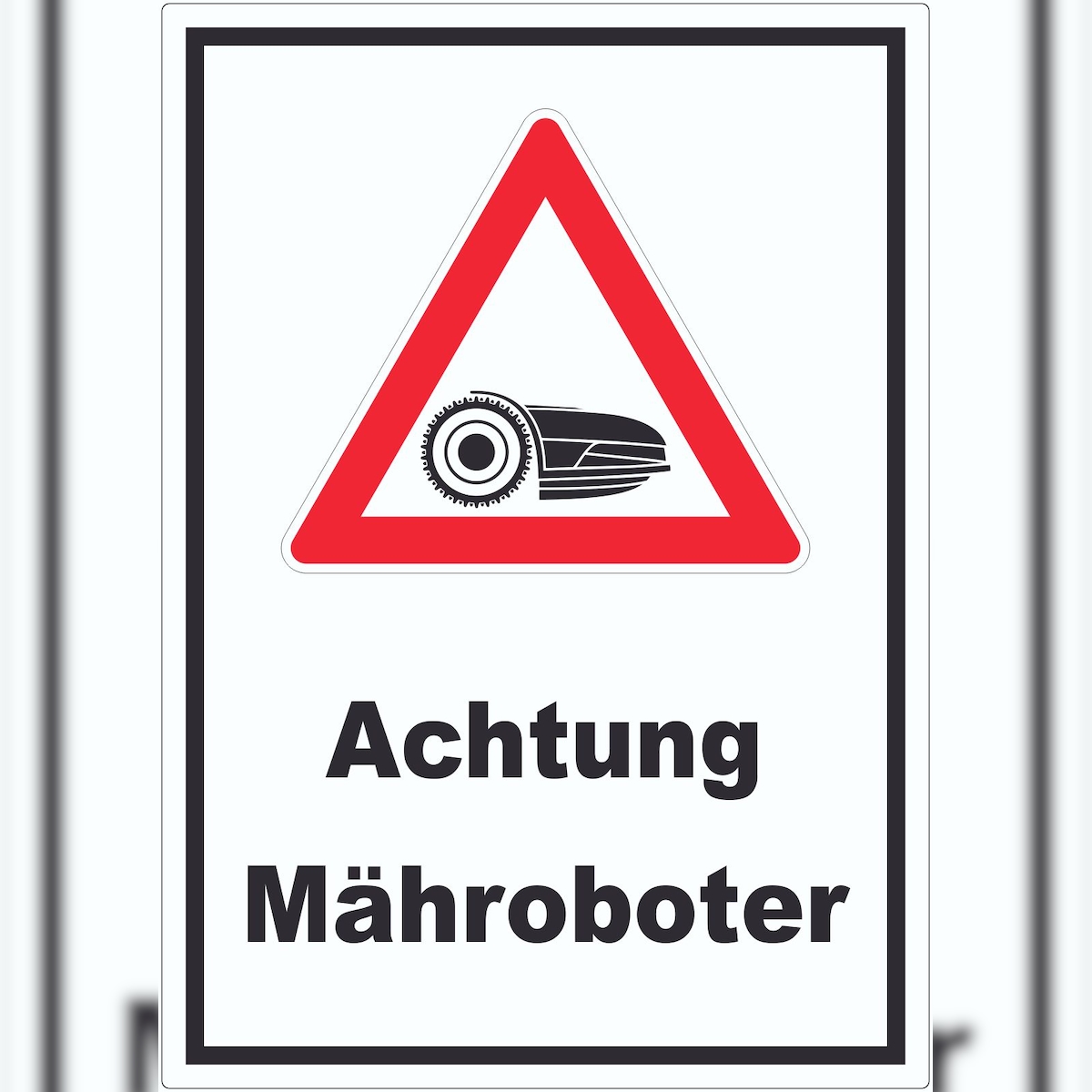 HB-Druck Achtung Mähroboter Aufkleber A0 (841x1189mm) Image
