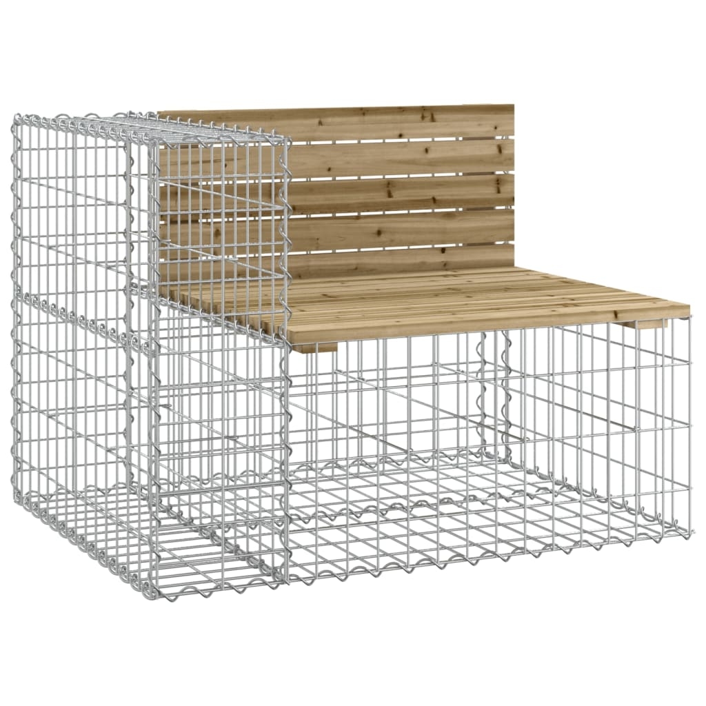 vidaXL Gartenbank aus Gabionen 92x71x65,5 cm Kiefernholz Imprägniert Image