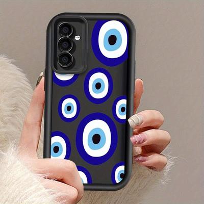 TEMU Blue Evil Eye Pattern A73 A72 A71 A55 A54 A53 A52s A52 A51 A35 A34 A33 A32 A31 A30s A25 A24 A23 A22 A21s A20 4g 5g Ladder Phone Case Cover Gift Image