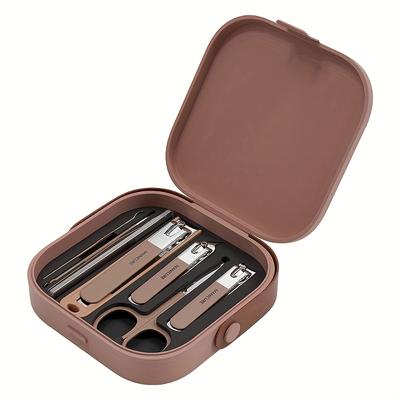 TEMU 8pcs Nail Care Set, Home Use Nail Clipper Carrying Box, Nail Clippers, High-end Cuticle Nippers, Tool Kit Image