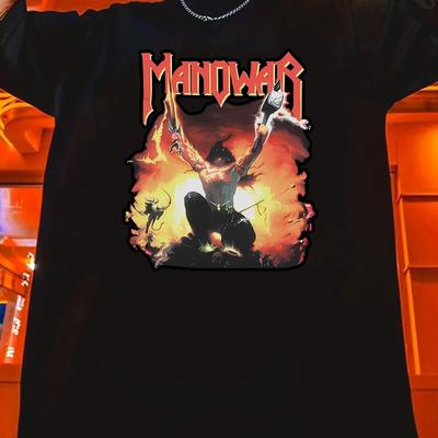"TEMU Men's Casual Summer T-shirt With "" Graphic Design - Black Polyester, Round Neck, Lightweight & Breathable, Rock Music Fans, Casual Wear Tee | Graphic Tee | Lightweight Shirt" Image
