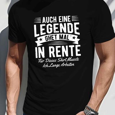 TEMU Men's Retirement Celebration Graphic-shirt- Legend Design, Black Short Sleeve Crewneck, Casual Summer Top, Polyester Blend, Washable, Leisure Clothing| | Fit Image