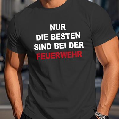 "TEMU Men's Humorous German Quote T-shirt - "nur Held Spirer Bef Dur Für " Print, Casual Crew Neck, Lightweight Polyester, Regular Fit, Summer Tee For Adults, Funny" Image