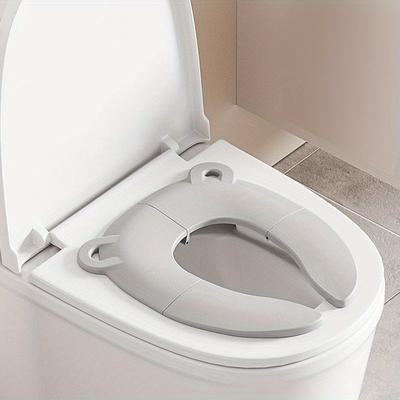 TEMU Portable Folding Toilet Seat For - Compact, Hygienic Potty Training Seat With Handle & Step Stool - Gray/pink/blue - Ideal For Travel, Home, And Outdoor Use Image