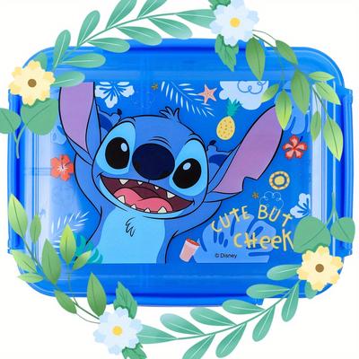 TEMU Adorable Stitch Lunch Box - Kawaii Blue Bento Box With , Large Capacity, Leak-proof Food Container For School, Travel, Camping & Birthday Gifts, Travel Meal Container | Design | Durable Plastic Image