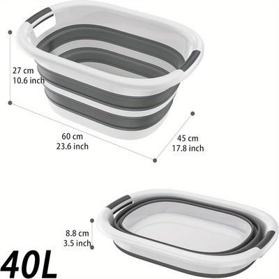 TEMU Foldable Laundry Tub, Plastic Laundry Basket, Laundry Collector To , Shelf Baskets Image