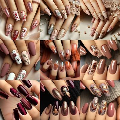 TEMU 216pcs Colorful Ballet False Nail Set - Floral, Heart & Leaf Designs With Jelly Glue & Nail File, Women And , Nail Art Accessories Image