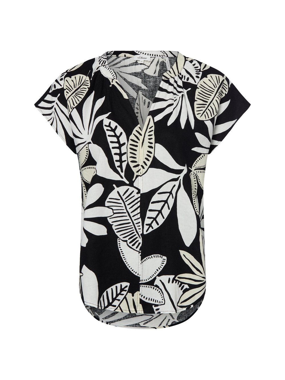 s.Oliver Bluse mit Leinenanteil Damen schwarz, 44 Image