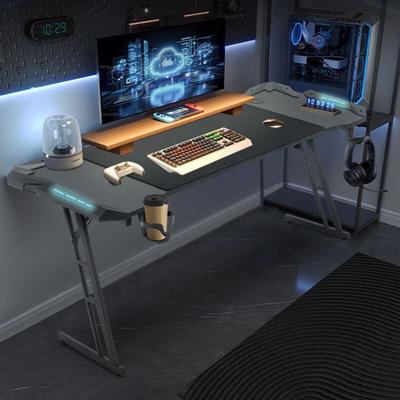 Hengmei - Gaming Tisch 120 x 60cm led Gaming Schreibtisch Stabiler Computertisch pc Tisch Schwarz Image