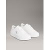 Plateausneaker CALVIN KLEIN JEANS "VULC FLATF LTH SILVER LOGO TAG", Damen, Gr. 42, silber (weiß, silberfarben), Leder, Lederimitat, unifarben mit Farbeinsatz, sportlich, Schuhe, Halbschuh, Schnürschuh, Freizeitsneaker mit Logo
