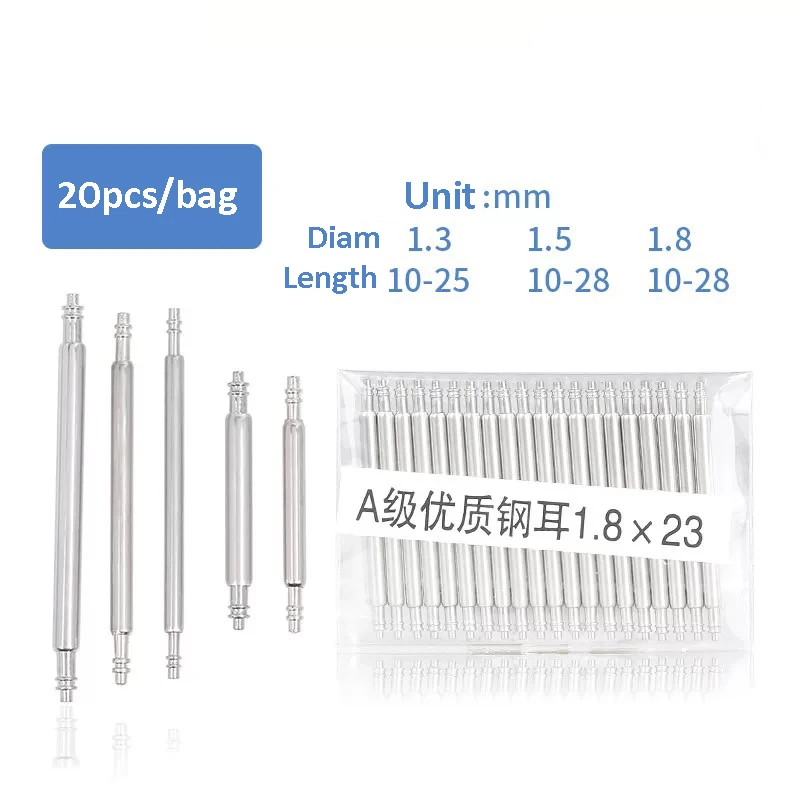20 stücke 10-28mm Edelstahl Uhren armband Feder stangen Armband Link Pins Reparatur werkzeuge Set ersetzen Uhren teil Zubehör Image
