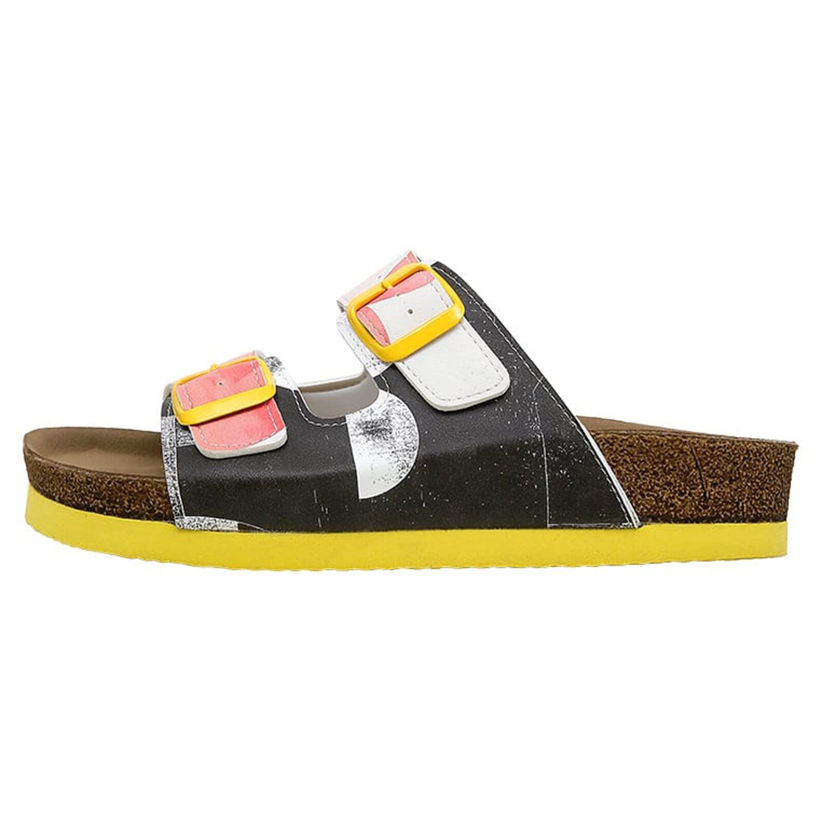 Pantolette DOGO "Stella Pantolette Geometric Shapes Damen Sandalen", Damen, Gr. 37, Normalschaft, bunt (mehrfarbig), Lederimitat, Schuhe Pantolette, Handgefertigt