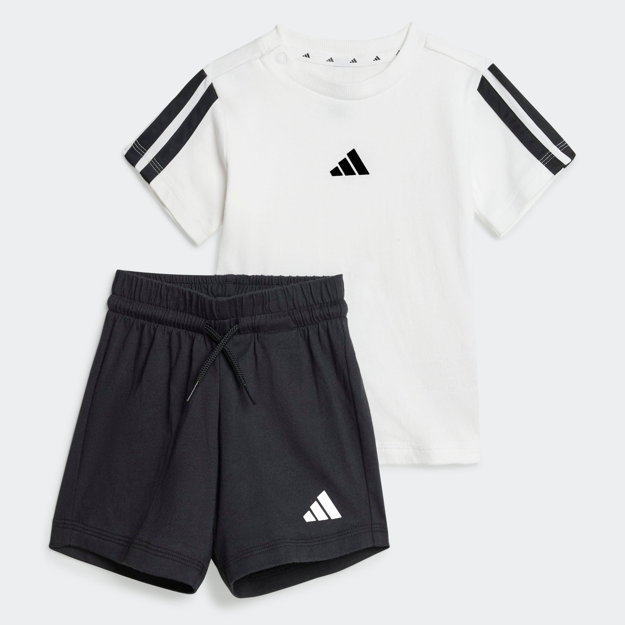 Trainingsanzug ADIDAS SPORTSWEAR "I 3S T-SET 160", Kinder, Gr. 92, schwarz-weiß (weiß, schwarz), Obermaterial: 100% Baumwolle, sportlich, Sportanzüge Image