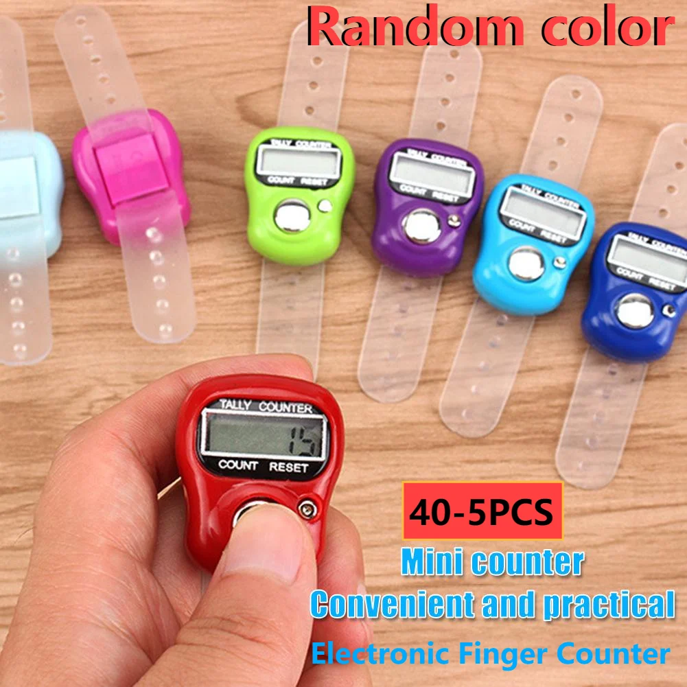 5/10/20/30/40PCS Mini Elektronische Finger Zähler Hand Tally Clicker Zähler Ring Digitale Reihe Tally Schrittzähler Geschenke Zufällige farbe Image